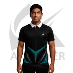 Athlayer Elite Performance Polo – Black & Teal